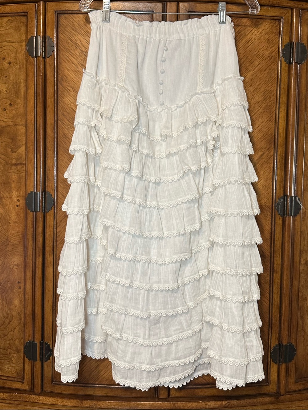 Amy Jane London Anastasia White Tiered Eyelet Ruffle Midi Skirt S Cottagecore - Picture 4 of 13